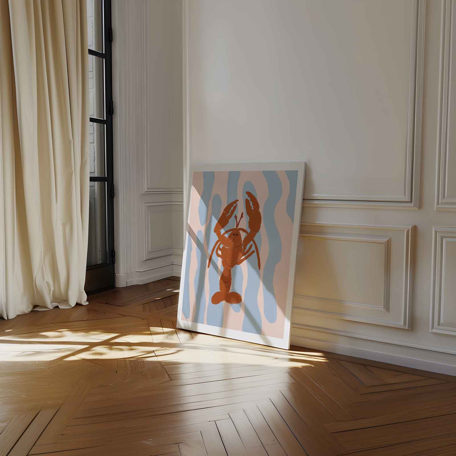Dansende Kreeft op Zonnige Dag Kunstwerk-canvas-dibond-plexiglas-wanddecoratie-WallArtistic