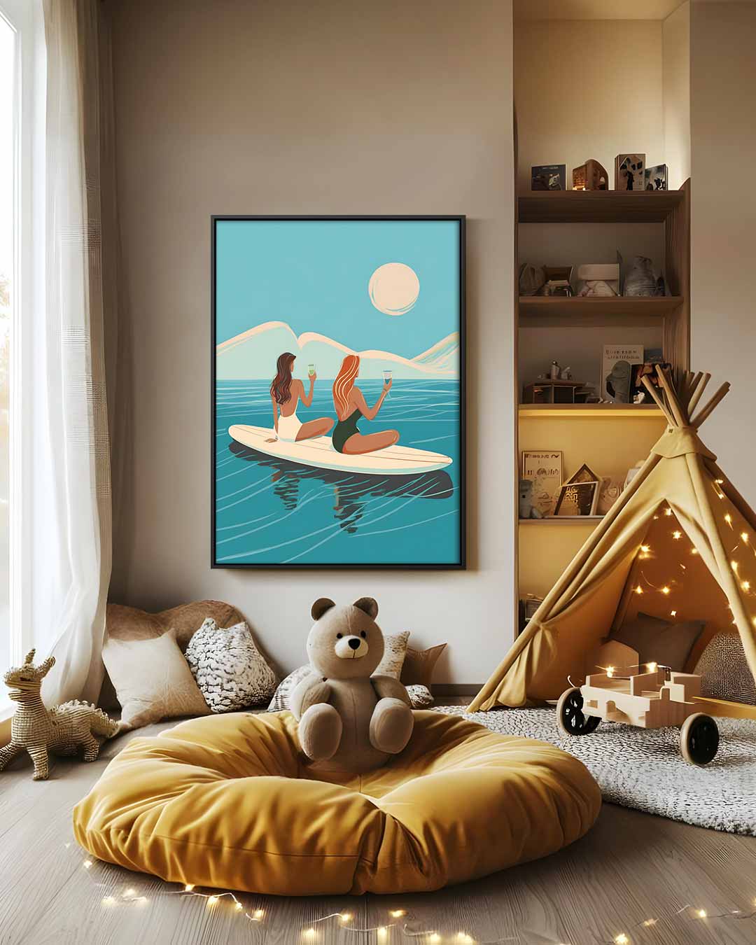 Zonsondergang op het Water Kunstwerk-canvas-dibond-plexiglas-wanddecoratie-WallArtistic