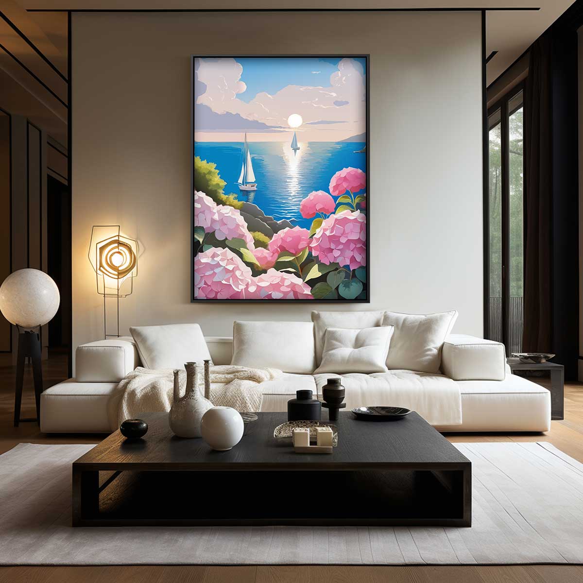Zomerzeiltocht bij Zonsondergang Kunstwerk-canvas-dibond-plexiglas-wanddecoratie-WallArtistic