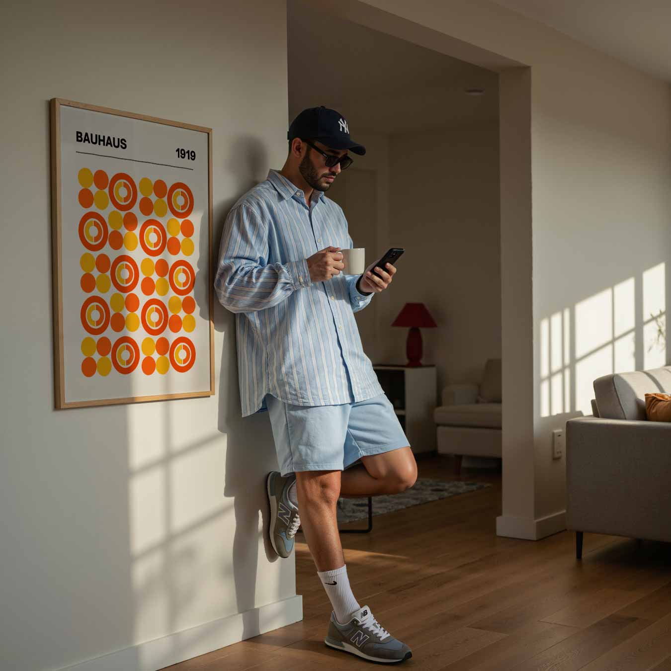 Bauhaus Retro Cirkelpatroon Poster-WallArtistic