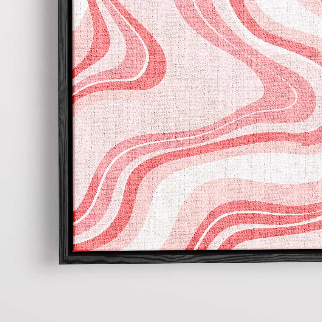 Vloeiende Rood en Roze Golven Kunstwerk-canvas-dibond-plexiglas-wanddecoratie-WallArtistic