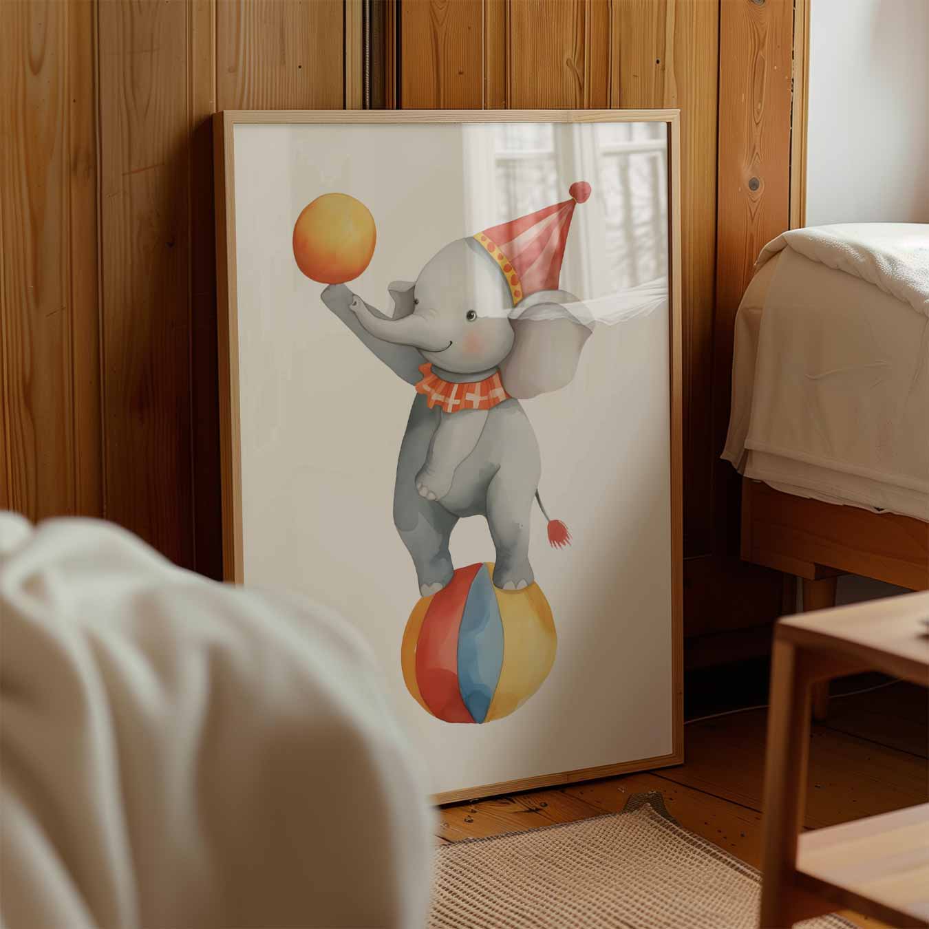 Schattige Olifant op Circusbal Poster-WallArtistic