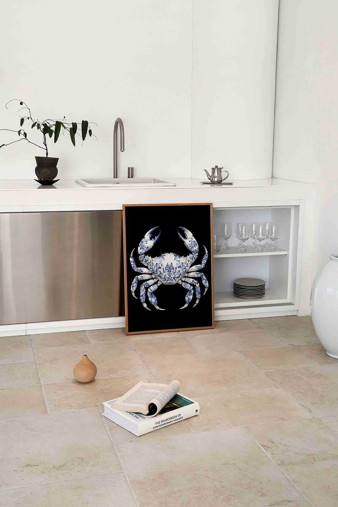Blauw witte krab Poster
