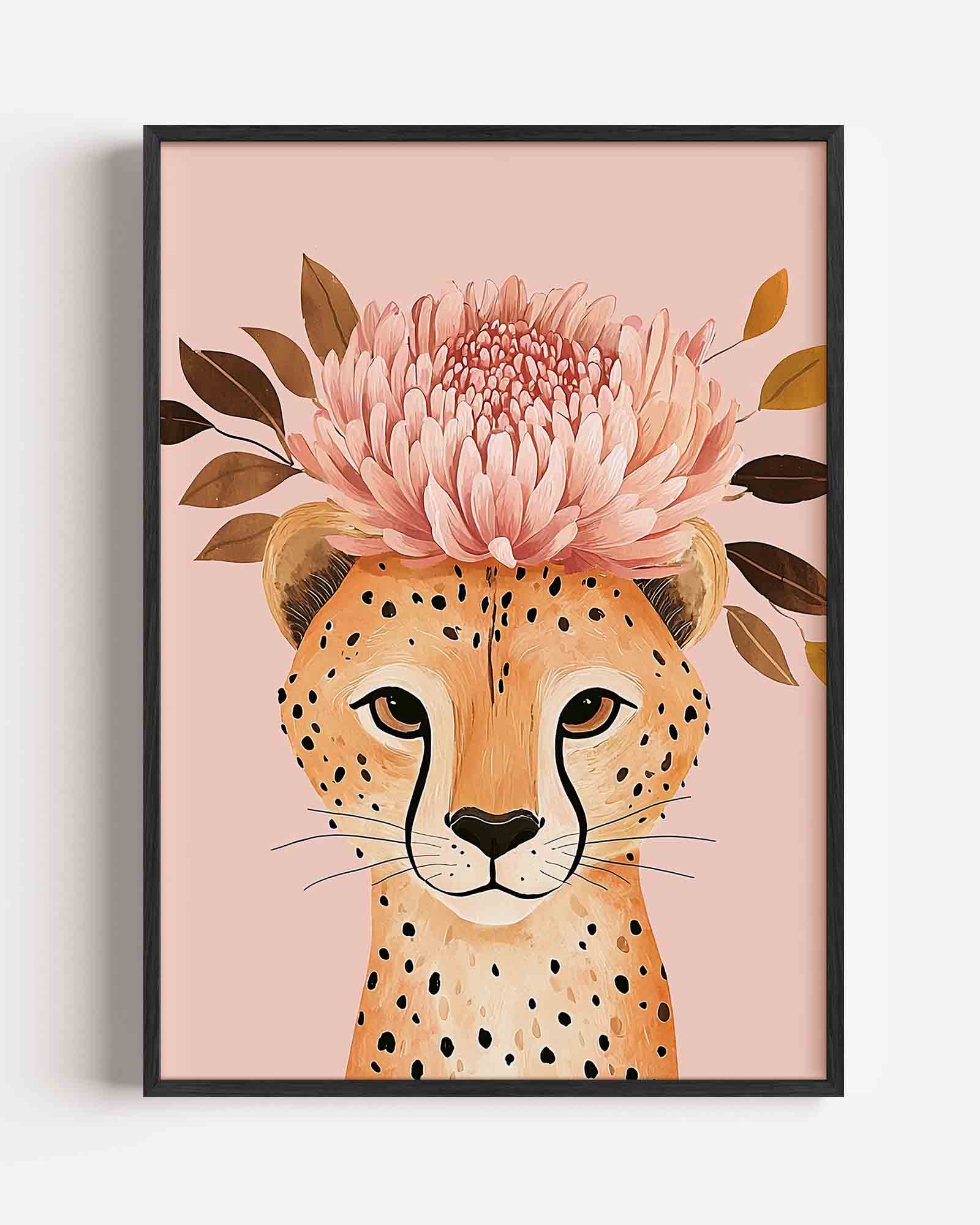 Cheetah met bloemen Poster