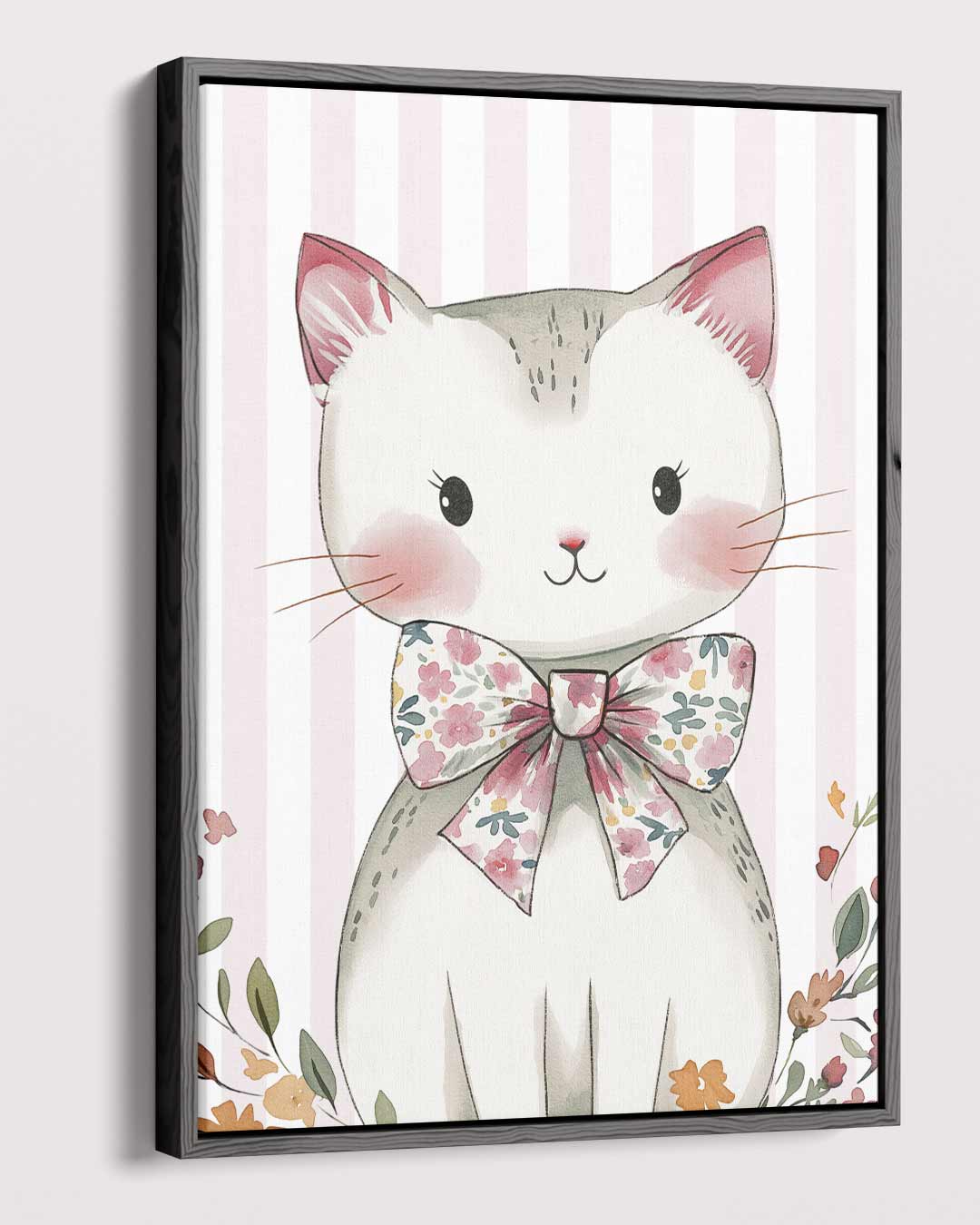 Schattige Kat Met Strik Kunstwerk-canvas-dibond-plexiglas-wanddecoratie-WallArtistic