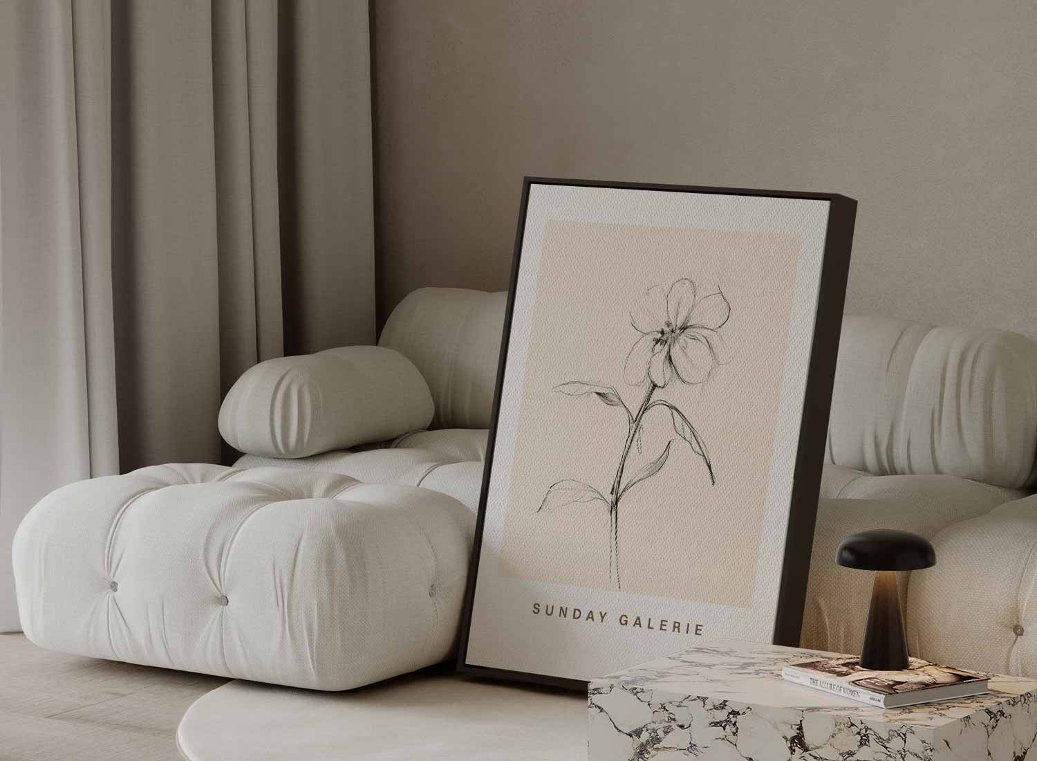 Potloodschets Bloem Kunstwerk-canvas-dibond-plexiglas-wanddecoratie-WallArtistic