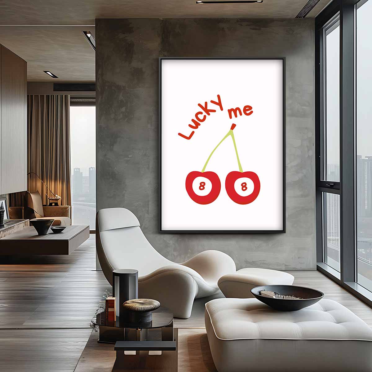 Lucky Me Kersenprint Kunstwerk-canvas-dibond-plexiglas-wanddecoratie-WallArtistic