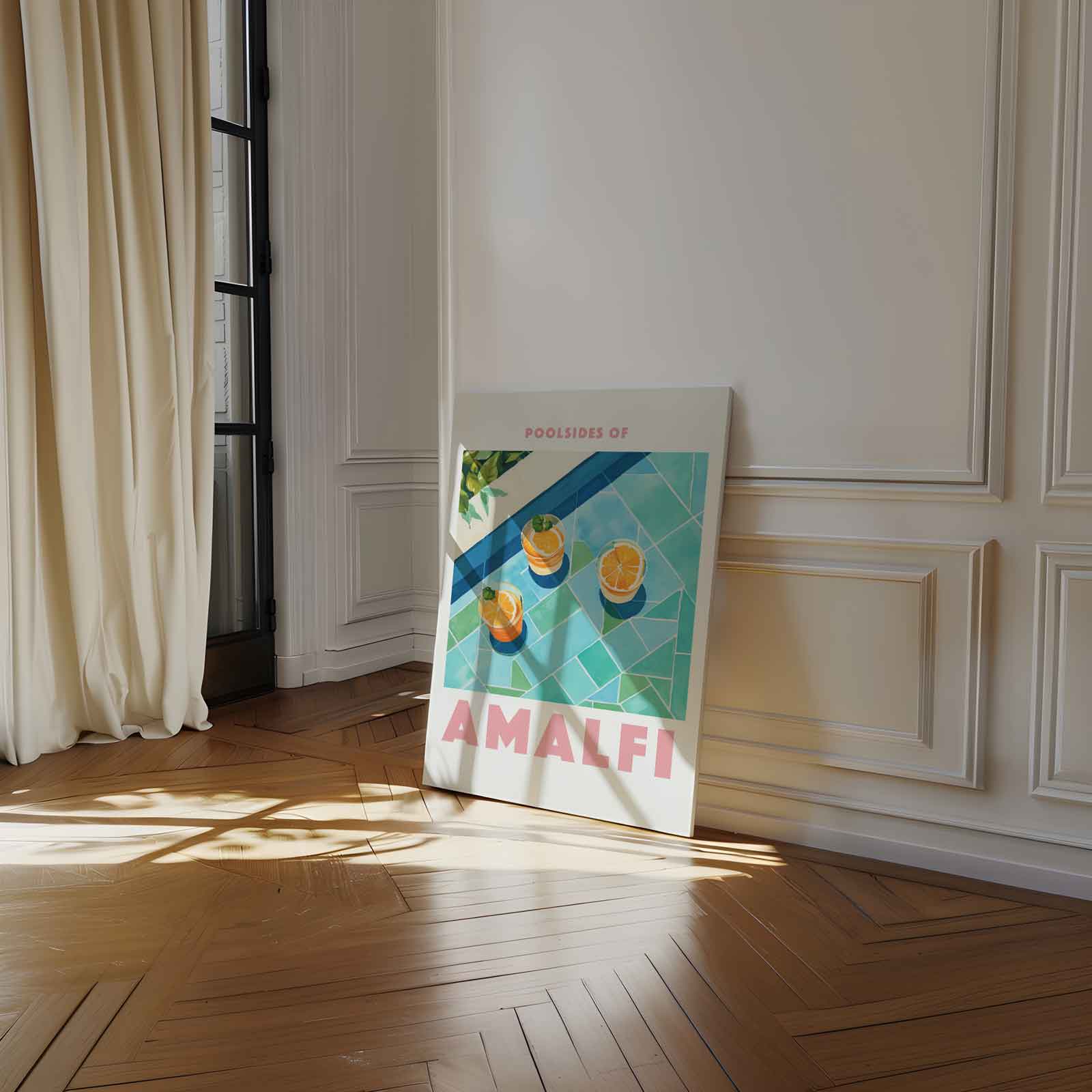 Poolside Genieten in Amalfi Kunstwerk-canvas-dibond-plexiglas-wanddecoratie-WallArtistic