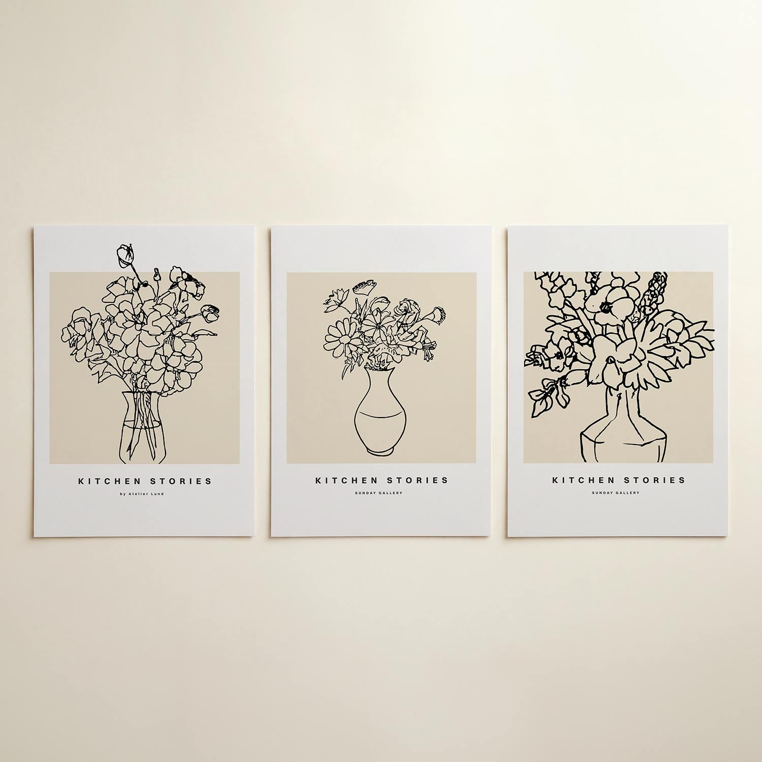 Lijnenspel bloemen Posterset