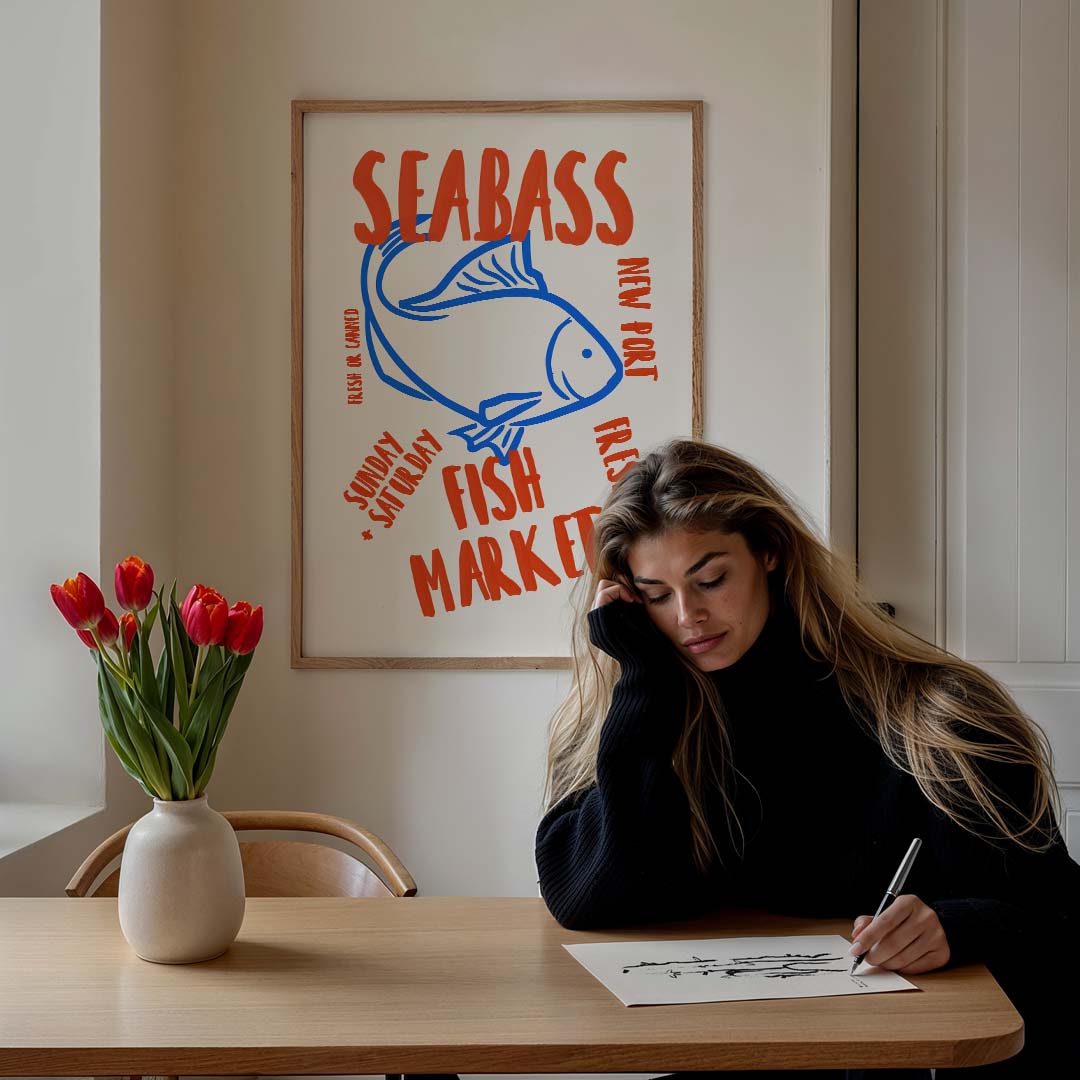 Seabass Vismarkt Poster-WallArtistic