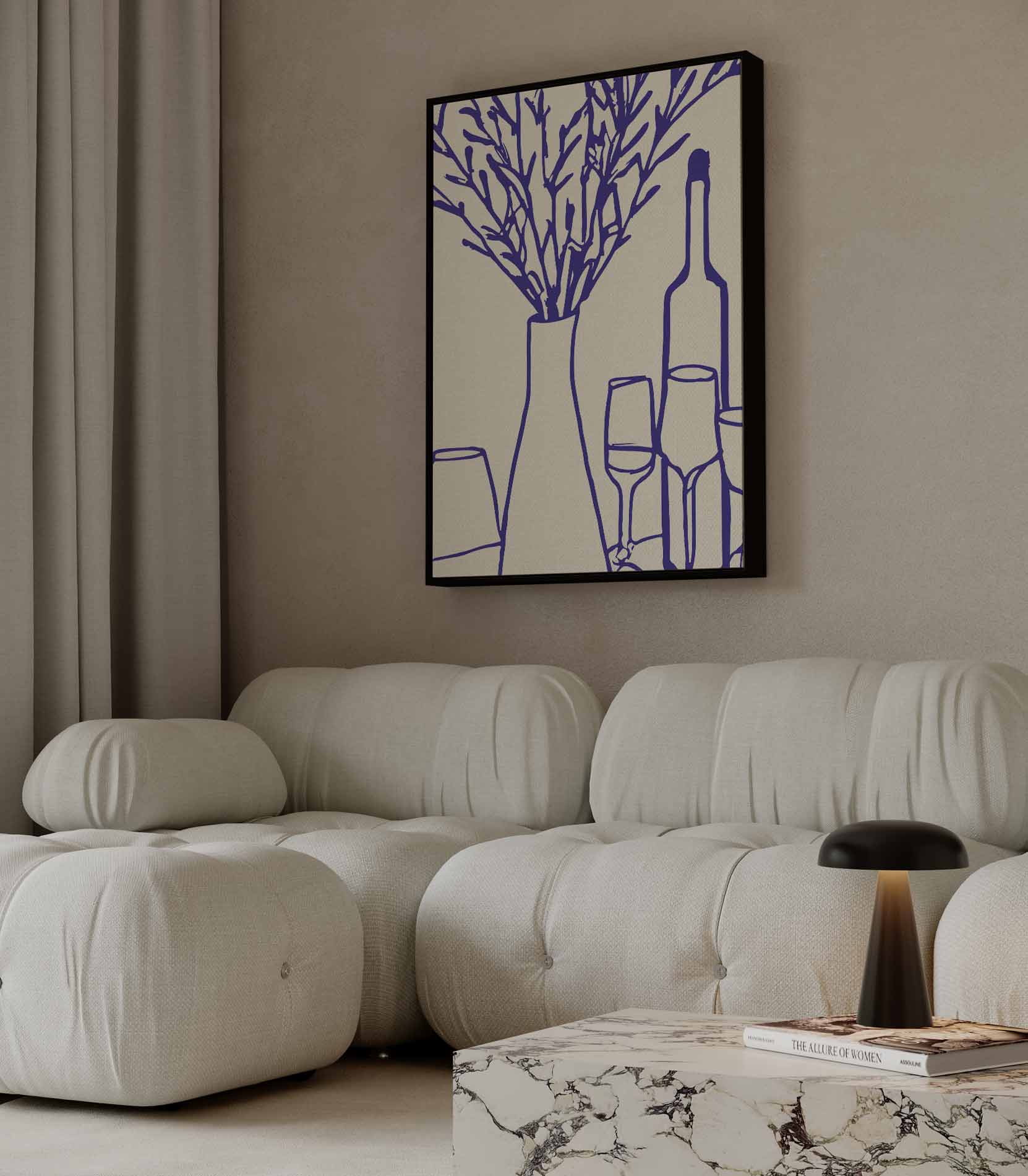 Stilleven in Blauw Kunstwerk-canvas-dibond-plexiglas-wanddecoratie-WallArtistic
