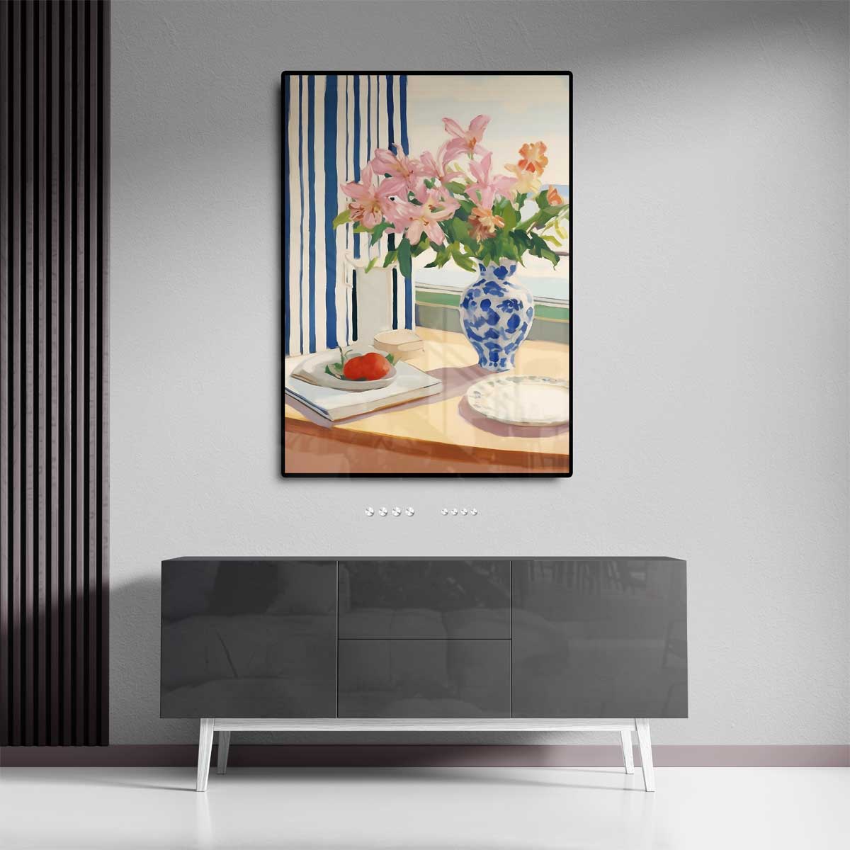 Zomers Tafereel met Bloemen en Tomaten Kunstwerk-canvas-dibond-plexiglas-wanddecoratie-WallArtistic