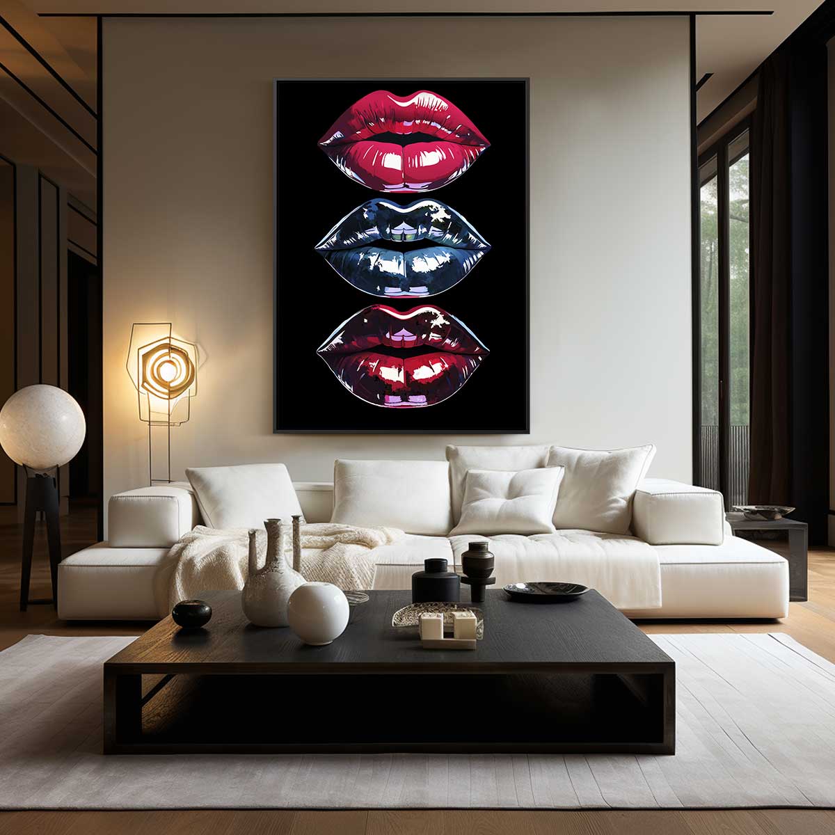 Kleurrijke Lippenkunst Kunstwerk-canvas-dibond-plexiglas-wanddecoratie-WallArtistic