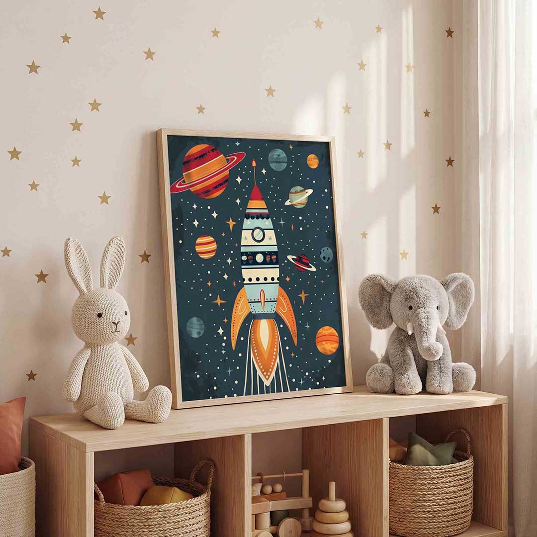 Raket en planeten Poster