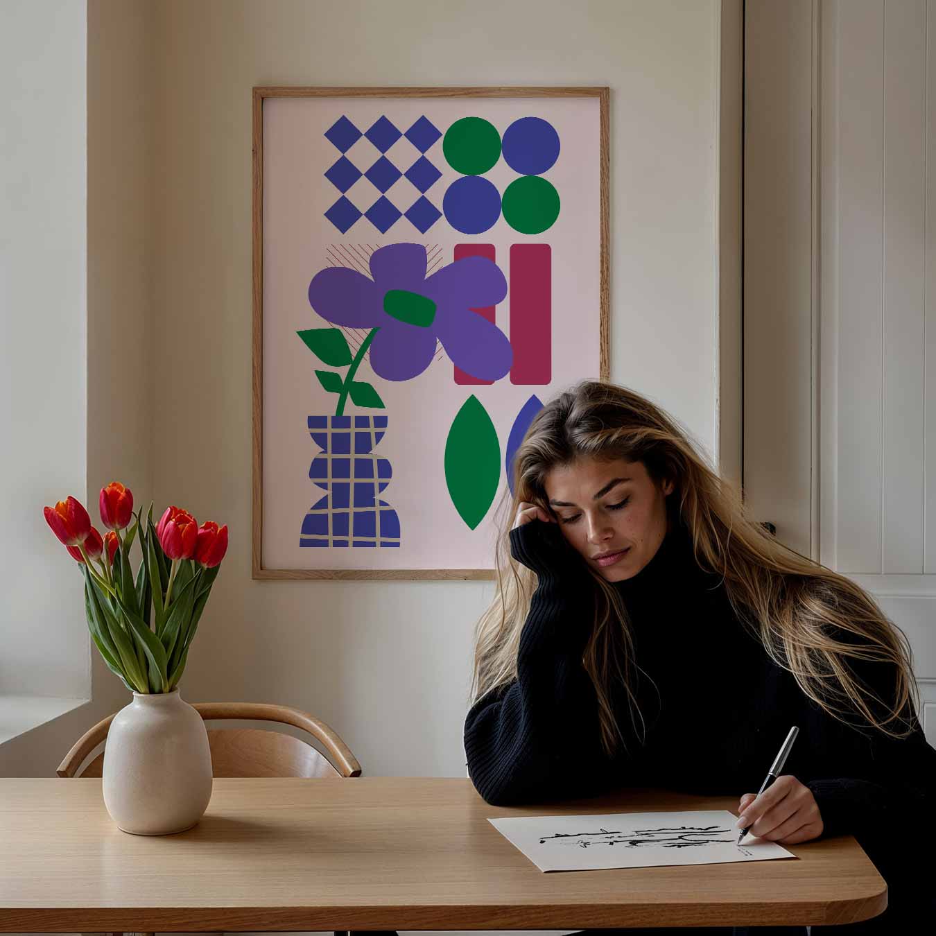 Kleurrijke Vaas Vol Vormen Poster-WallArtistic