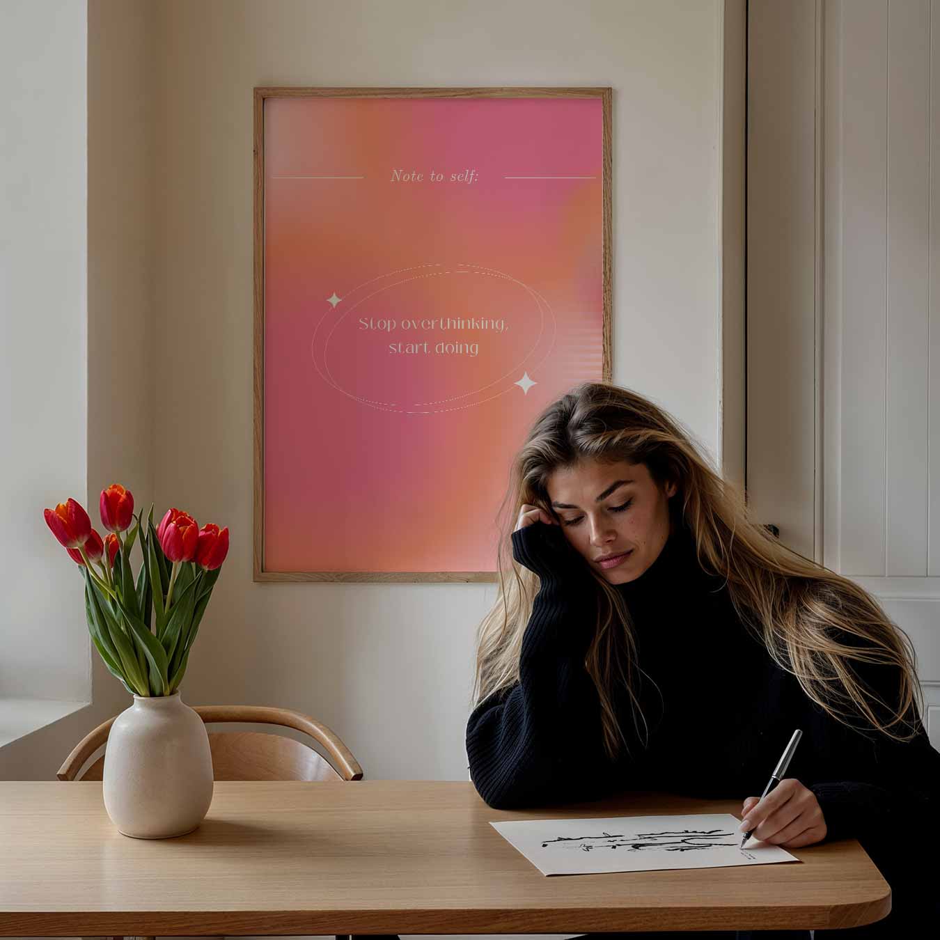 Inspirerende Motivatie poster "Stop Overthinking"