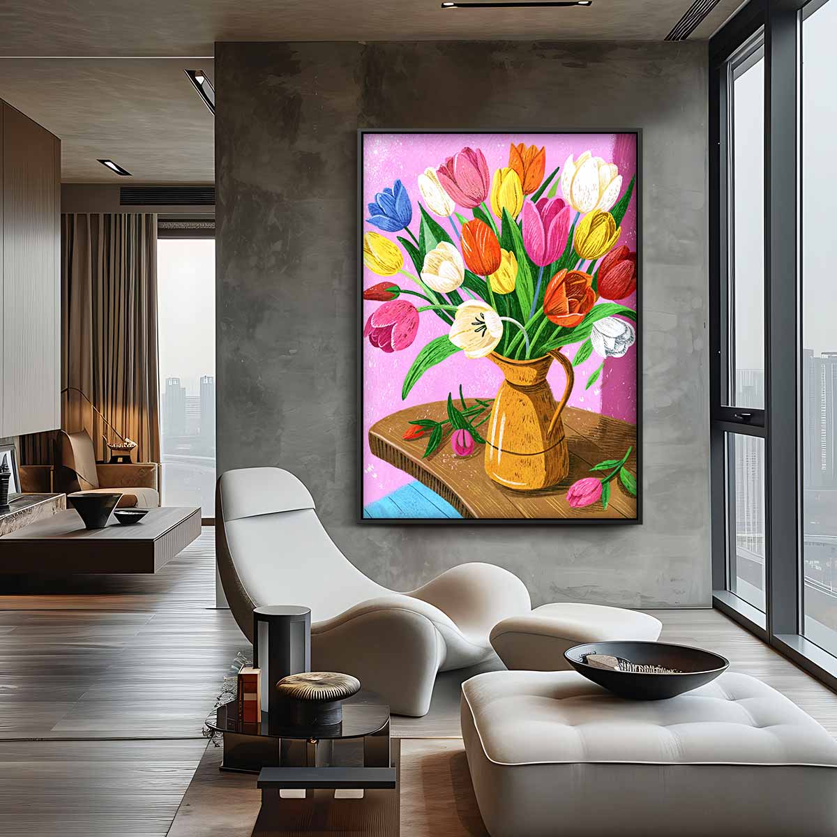 Bloeiende Boeket Illustratie Kunstwerk-canvas-dibond-plexiglas-wanddecoratie-WallArtistic