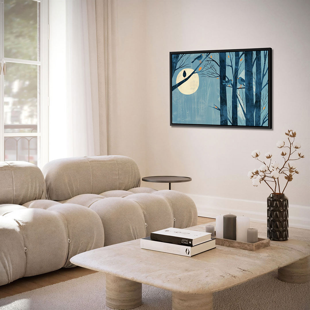 Maanlicht bosvogels Kunstwerk