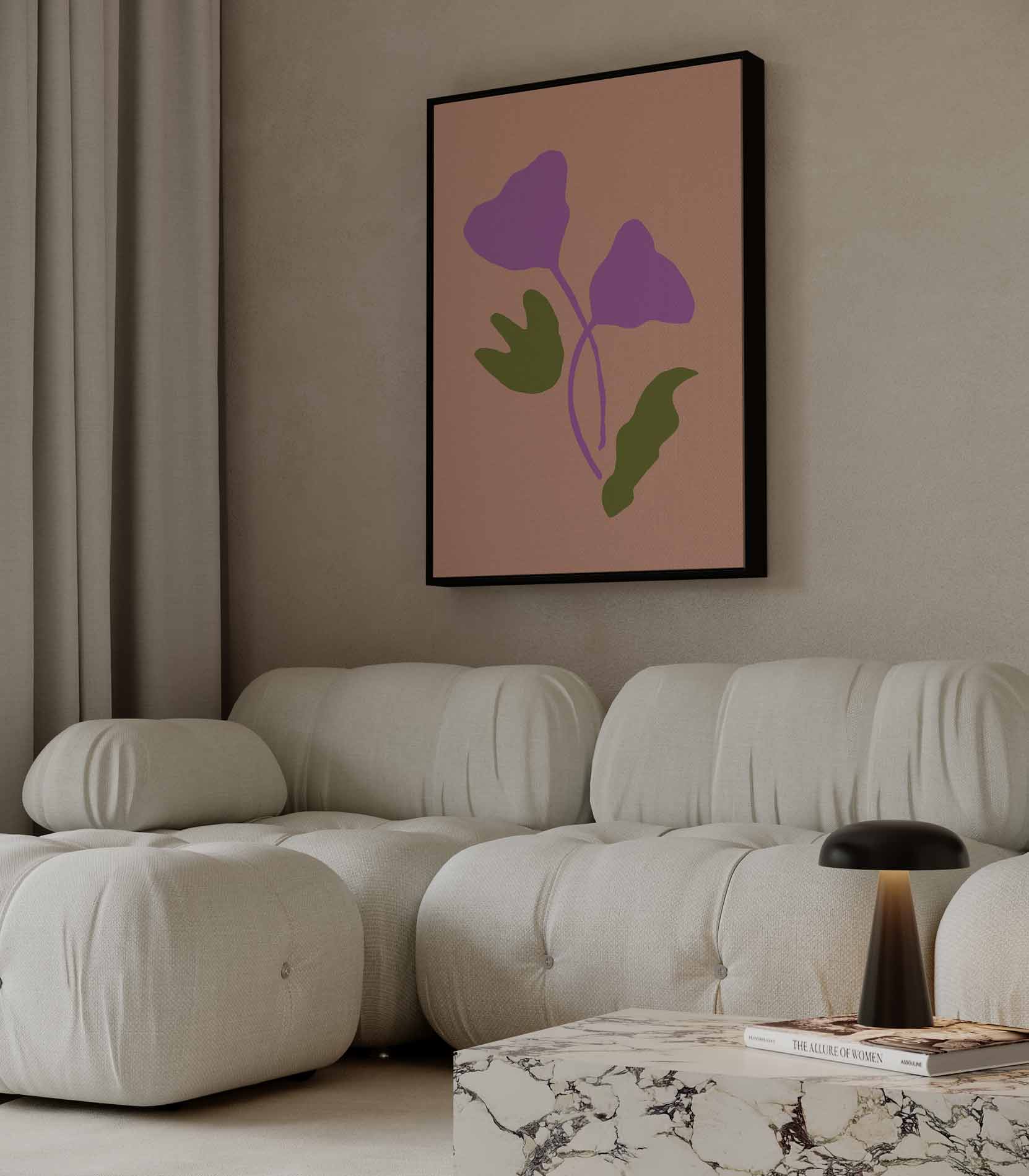 Vrolijke Paarse Bladeren Kunstwerk-canvas-dibond-plexiglas-wanddecoratie-WallArtistic