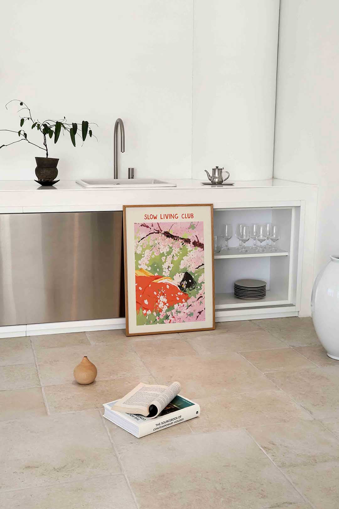 Bloesem en rustende figuur Poster