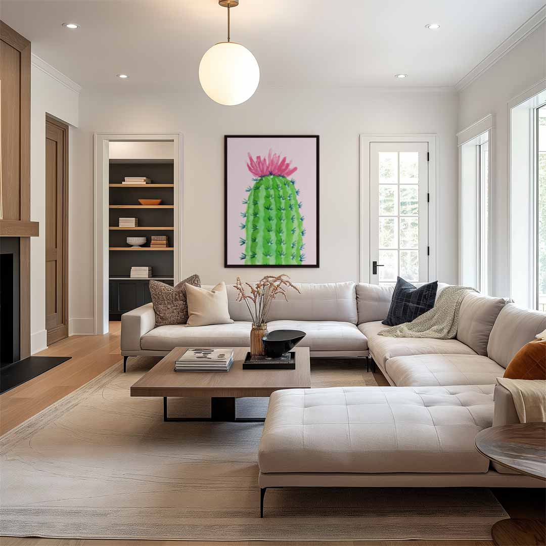 Bloeiende Cactus Schilderij Kunstwerk-canvas-dibond-plexiglas-wanddecoratie-WallArtistic