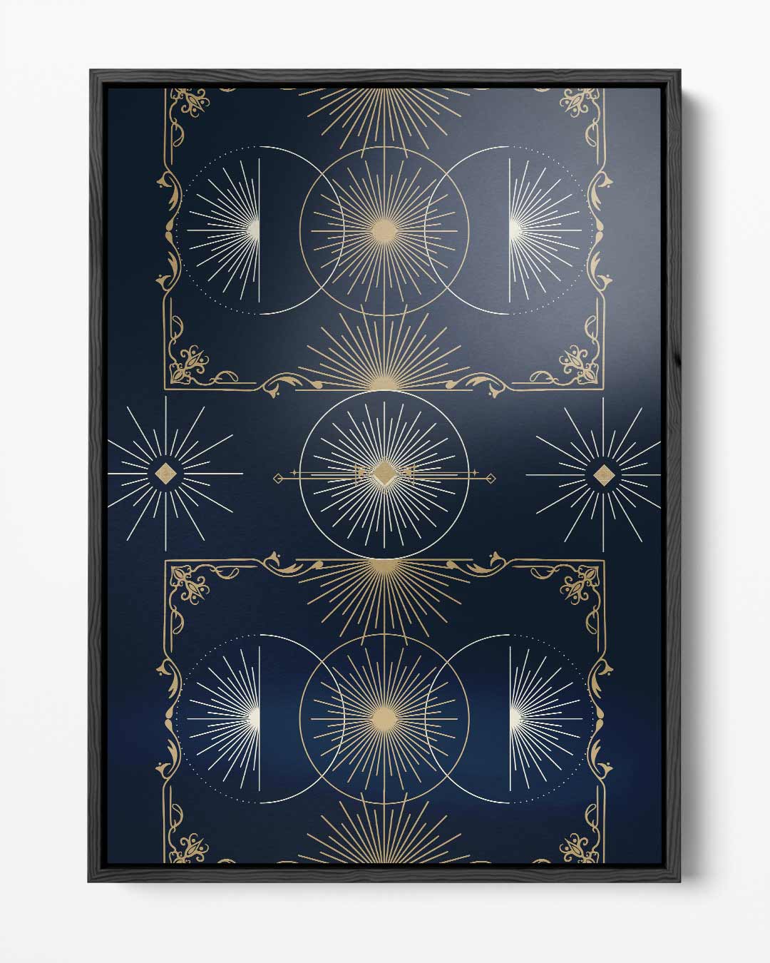 Stralende Zonnestralen in Geometrie Kunstwerk-canvas-dibond-plexiglas-wanddecoratie-WallArtistic