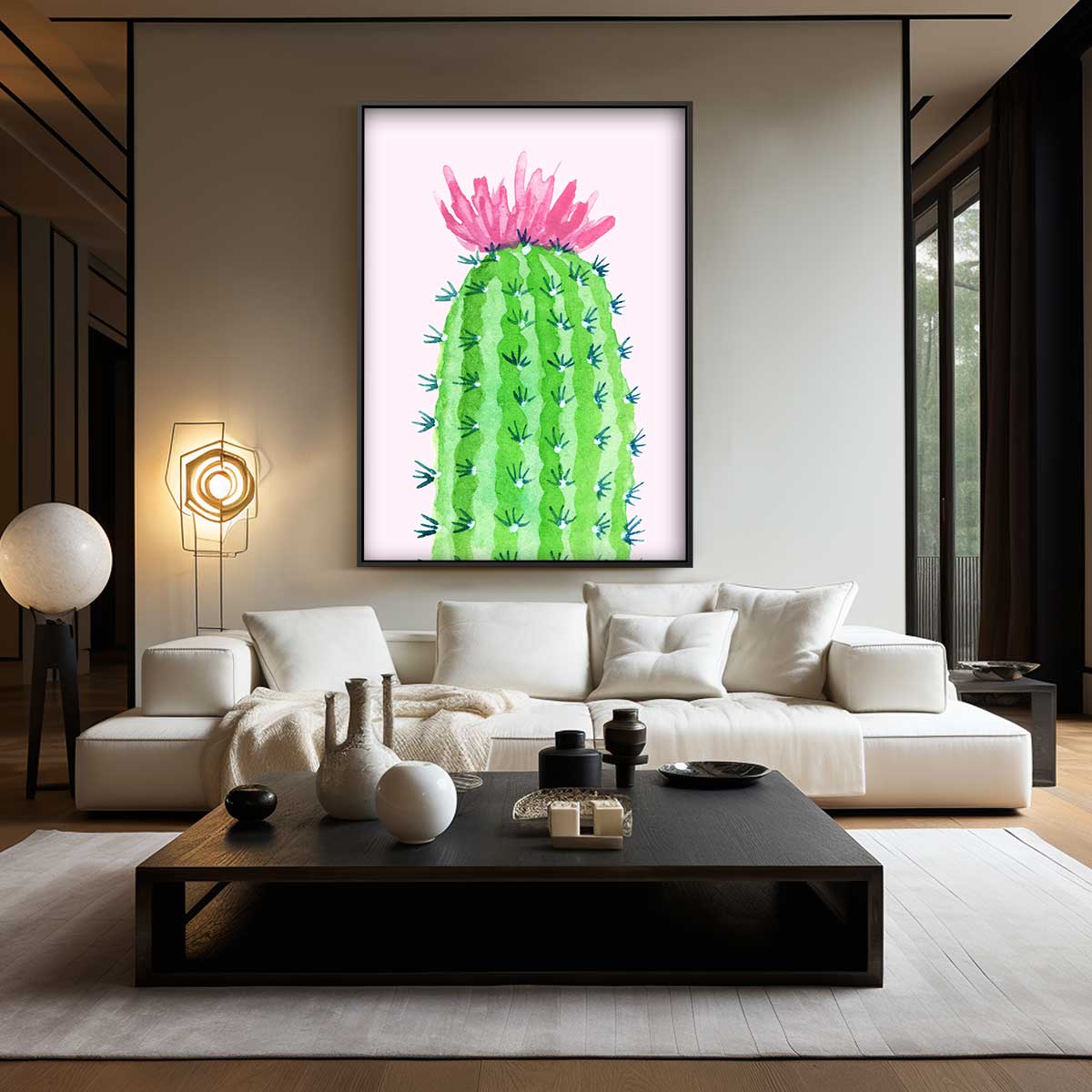 Bloeiende Cactus Schilderij Kunstwerk-canvas-dibond-plexiglas-wanddecoratie-WallArtistic
