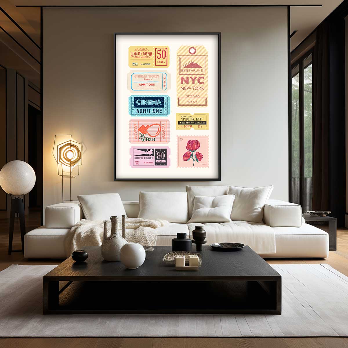 Vintage Ticket Collectie Print Kunstwerk-canvas-dibond-plexiglas-wanddecoratie-WallArtistic