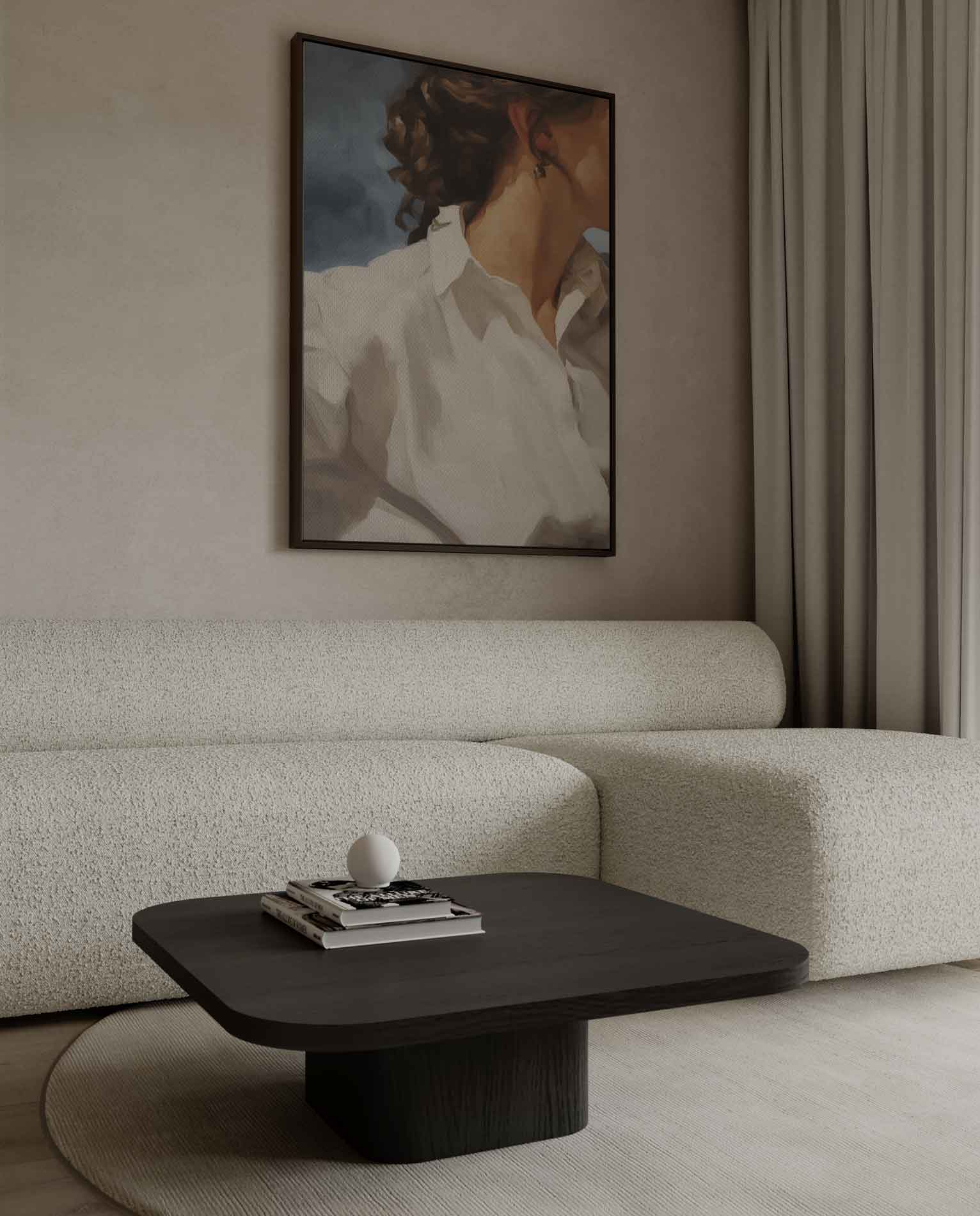Zacht Portret met Witte Blouse Kunstwerk-canvas-dibond-plexiglas-wanddecoratie-WallArtistic
