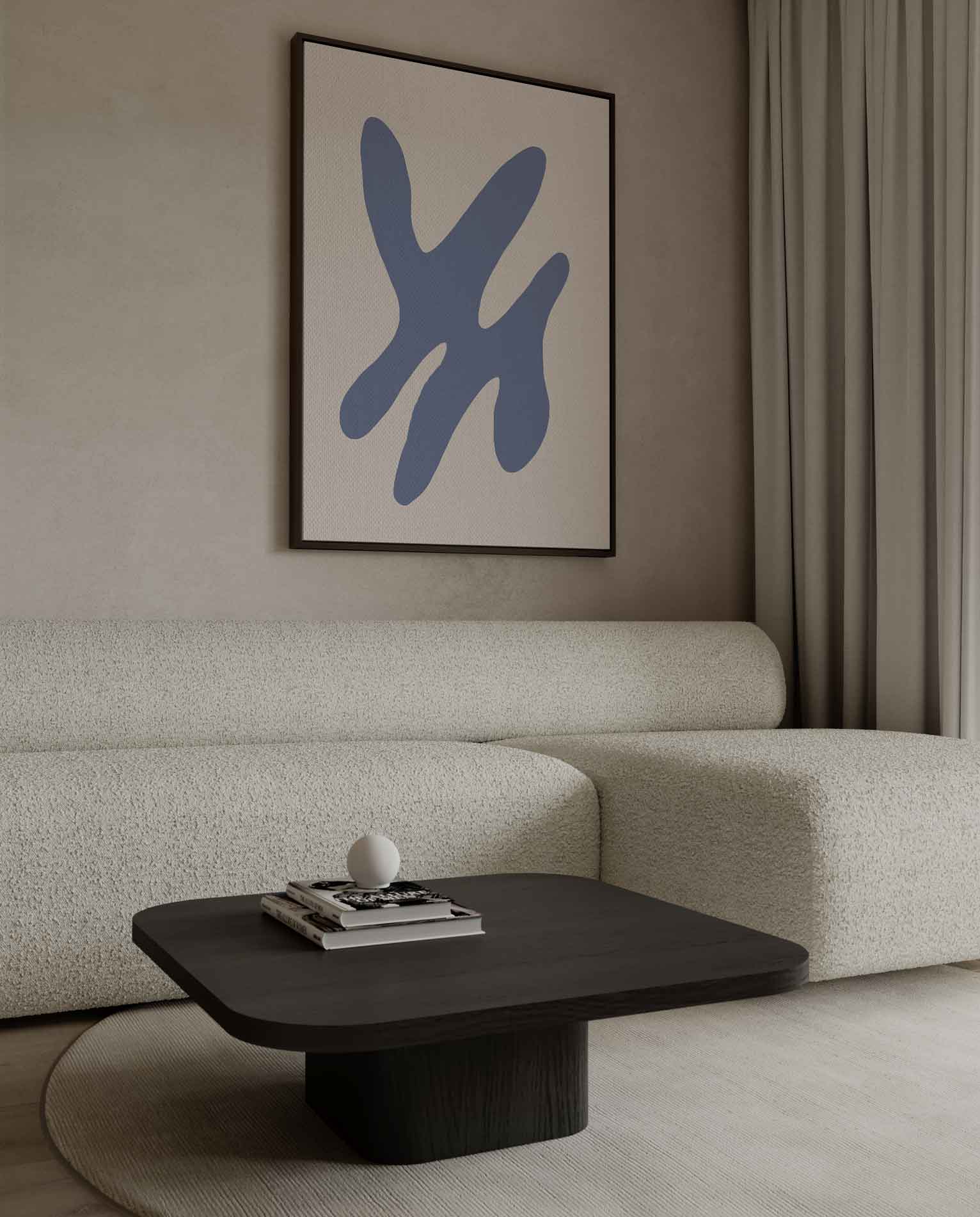 Blauwe Abstracte Vormen Kunstwerk-canvas-dibond-plexiglas-wanddecoratie-WallArtistic