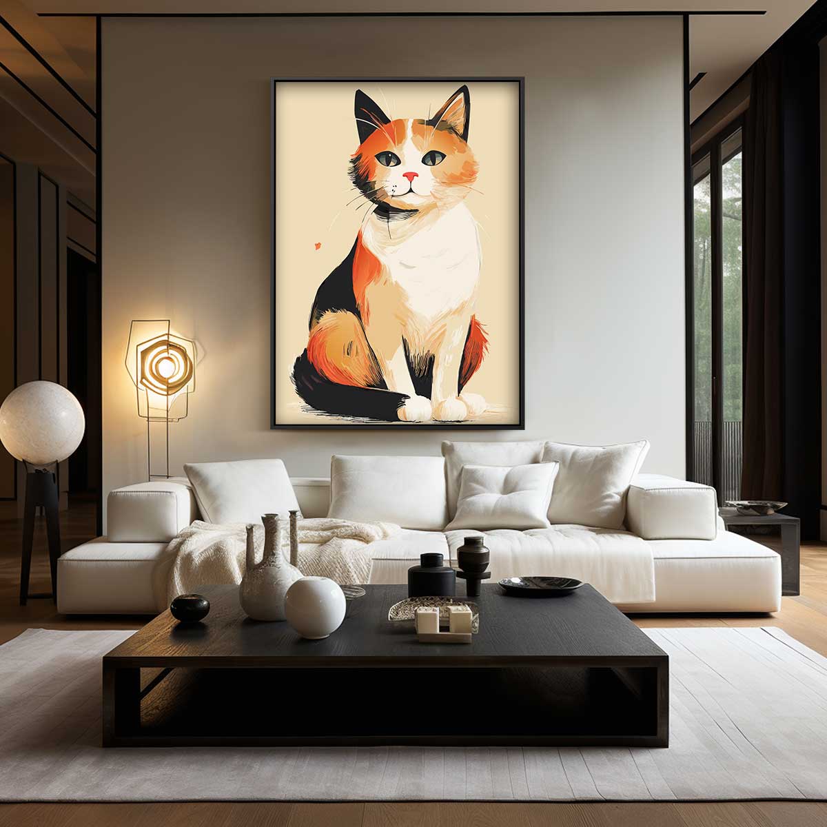 Vrolijke Kat op Canvas Kunstwerk-canvas-dibond-plexiglas-wanddecoratie-WallArtistic