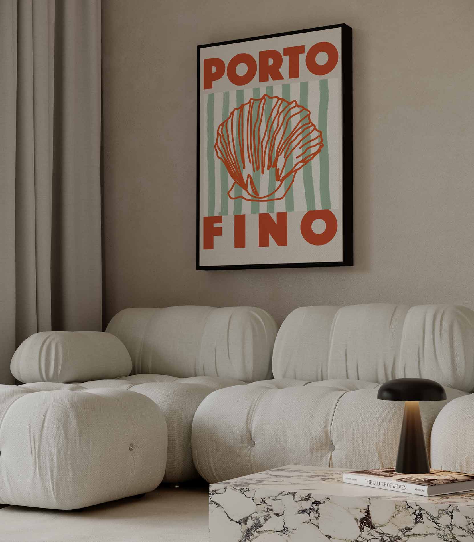 Portofino Zee Schelp Kunstwerk-canvas-dibond-plexiglas-wanddecoratie-WallArtistic