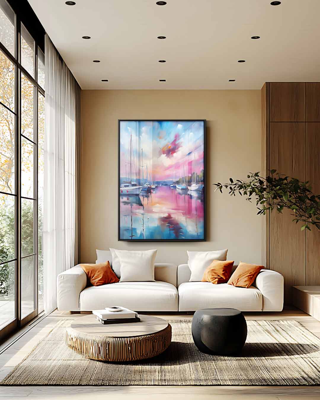 Zonsondergang Aan Het Water Kunstwerk-canvas-dibond-plexiglas-wanddecoratie-WallArtistic