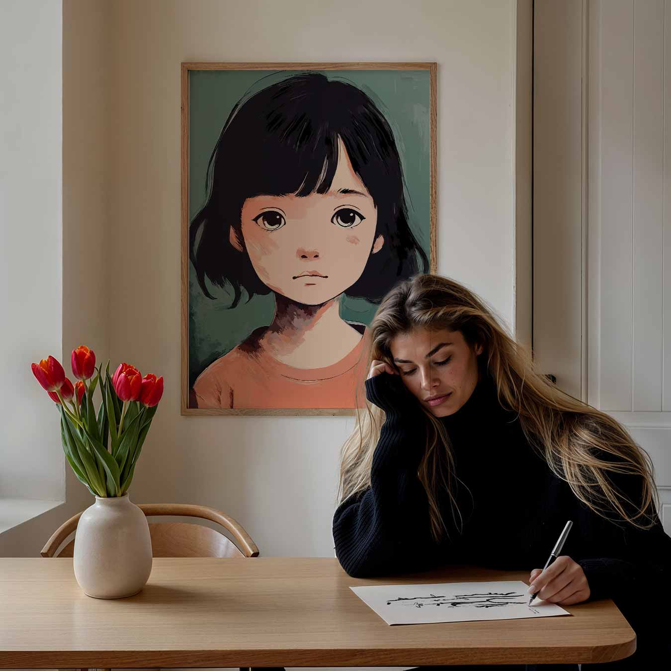 Dromerige Meisjesblik Poster-WallArtistic