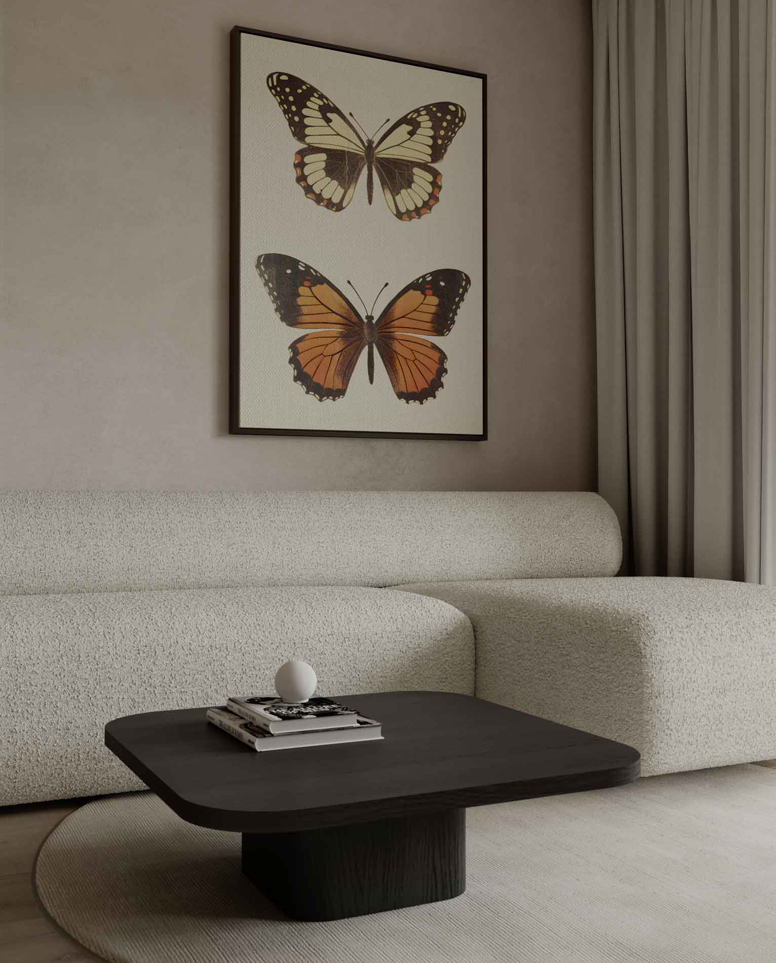 Vintage Vlinder Illustratie Kunstwerk-canvas-dibond-plexiglas-wanddecoratie-WallArtistic