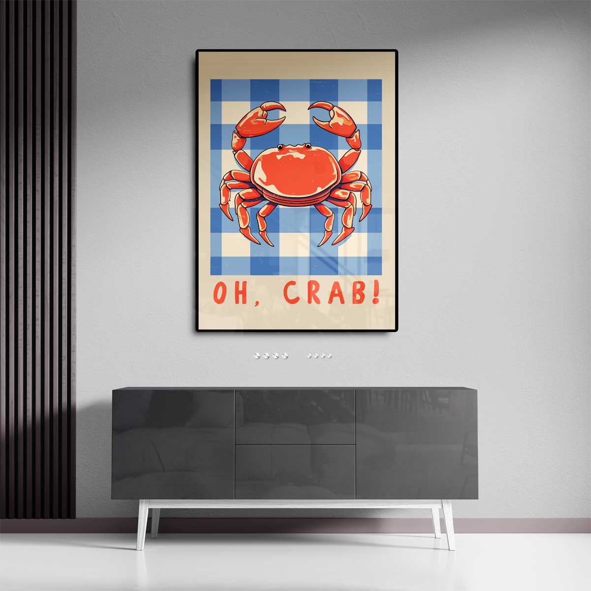Oh Crab! Speelse Krab Illustratie Kunstwerk-canvas-dibond-plexiglas-wanddecoratie-WallArtistic