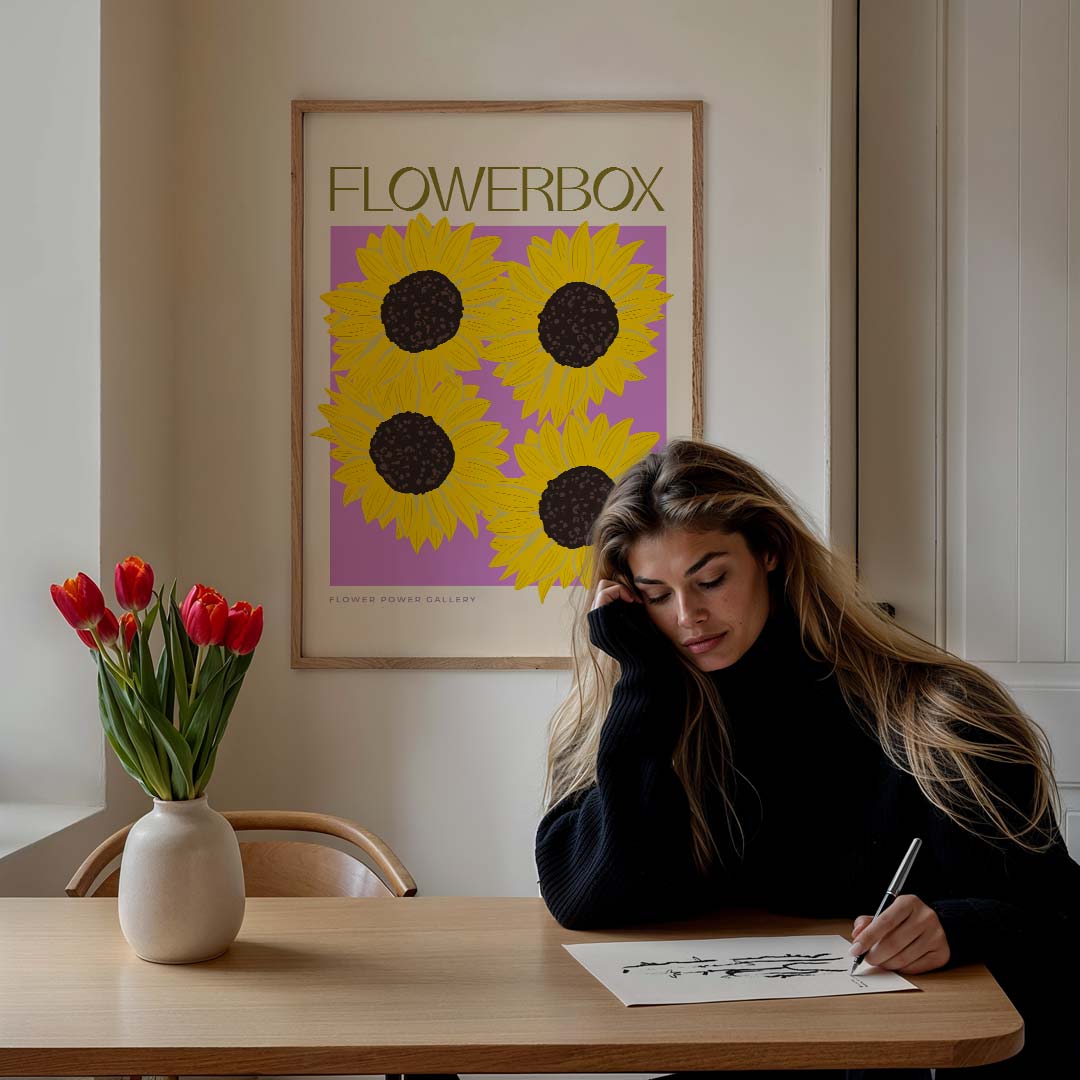 Zonovergoten Zonnebloemen Poster-WallArtistic