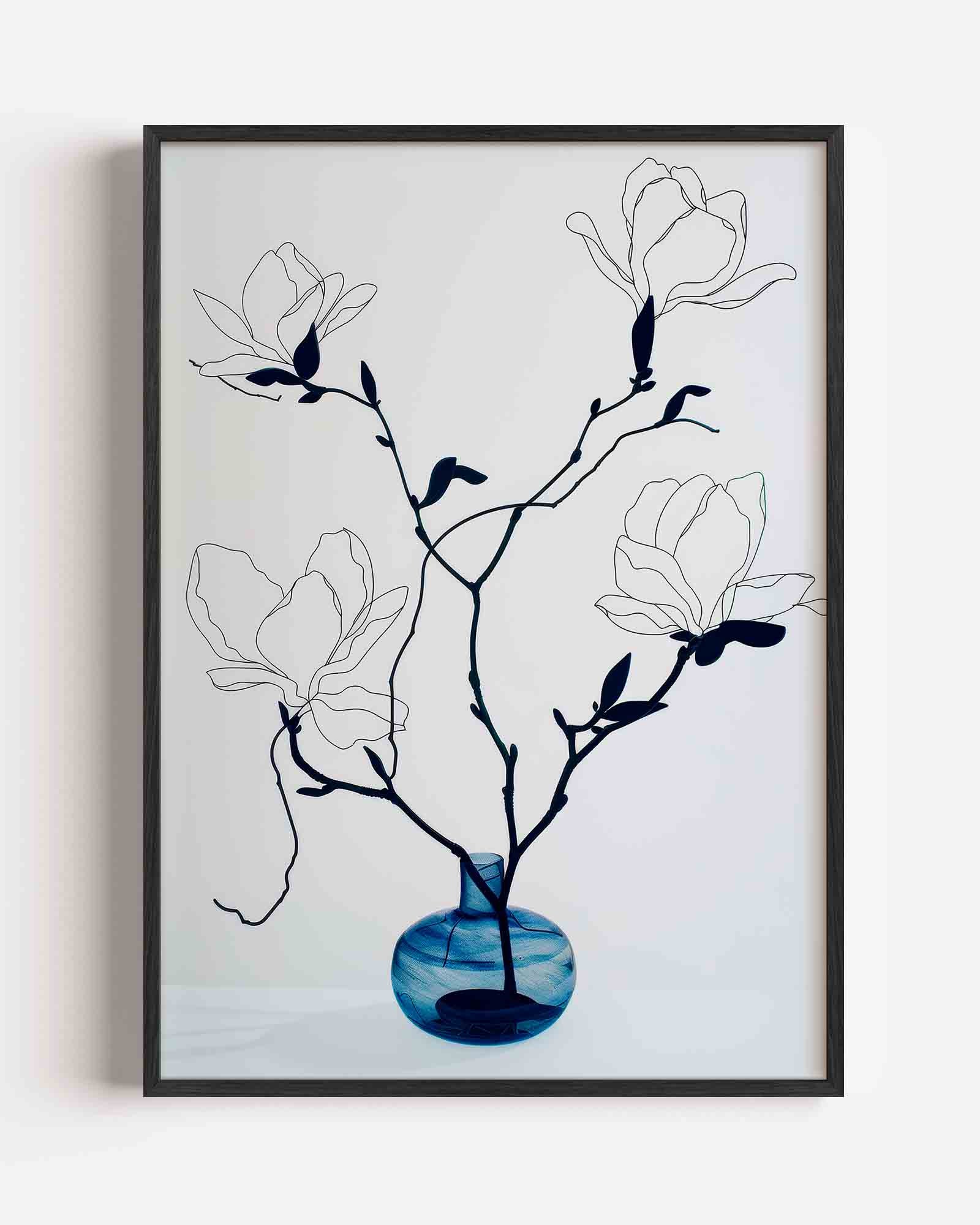 Bloemen in blauwe vaas Poster