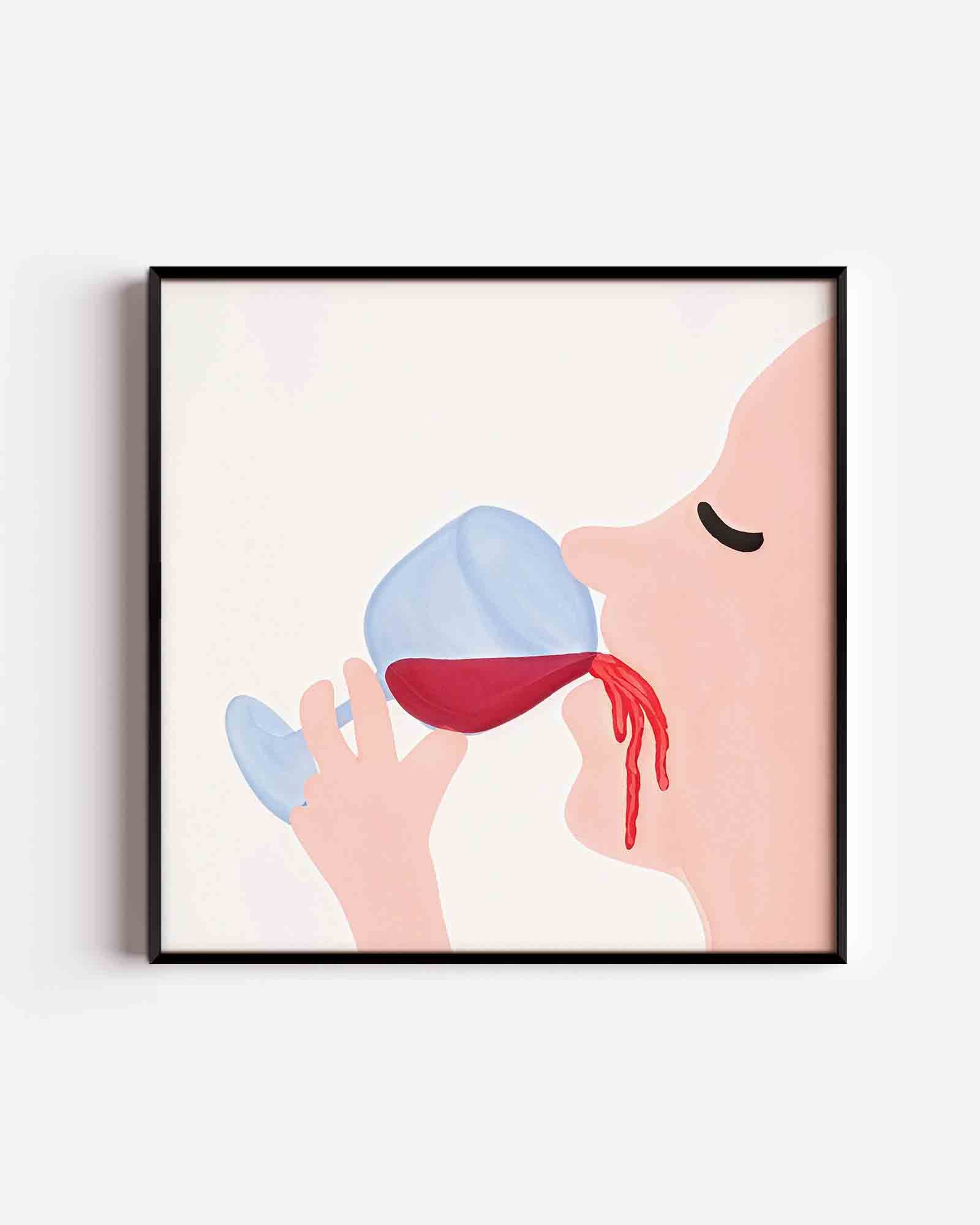 Persoon met wijnglas Poster