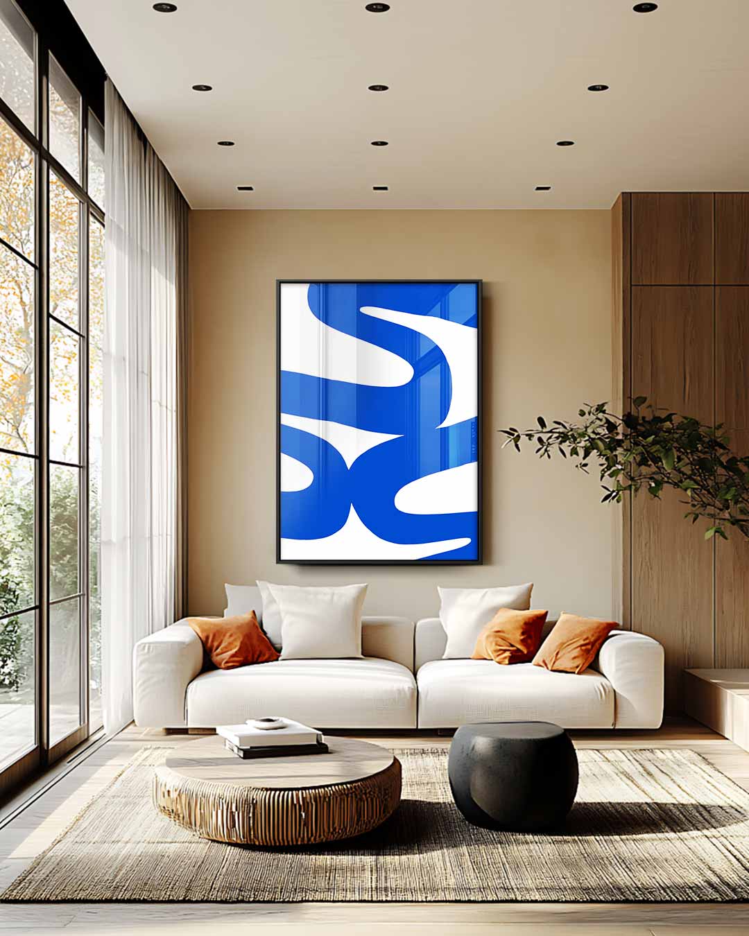 Dans van de Blauwe Lijnen Kunstwerk-canvas-dibond-plexiglas-wanddecoratie-WallArtistic