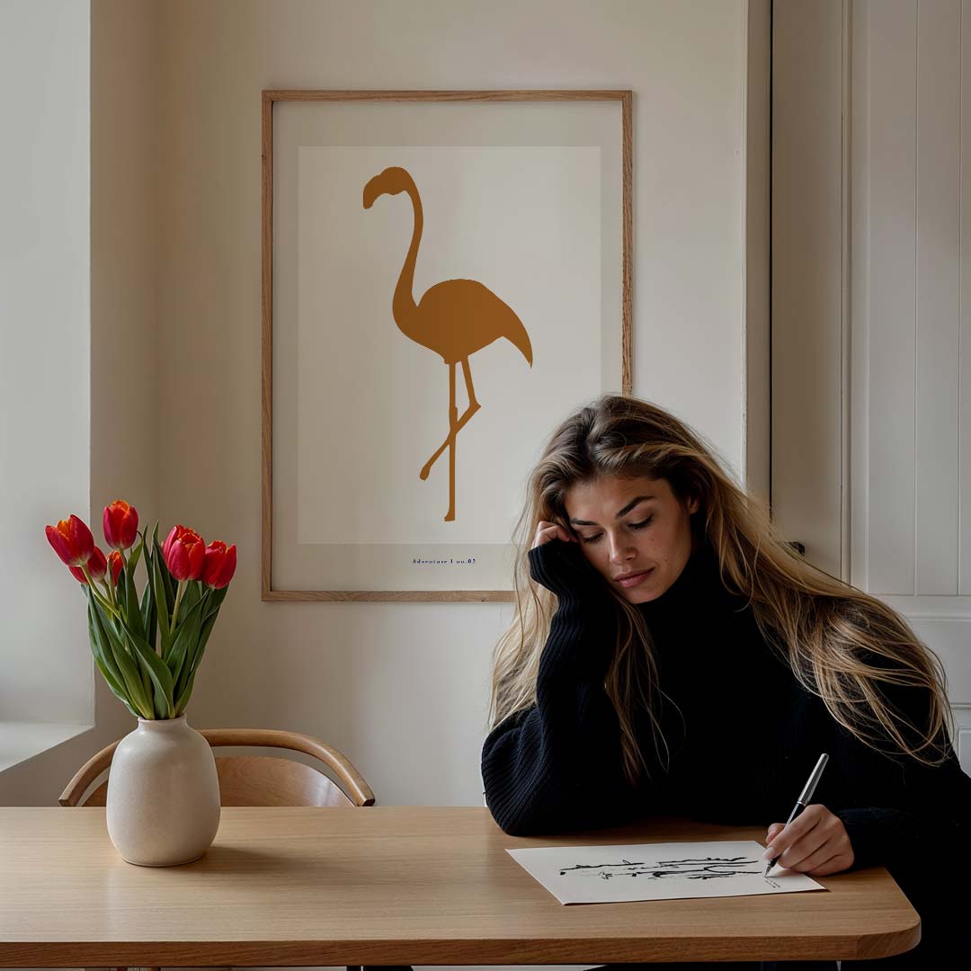 Stijlvolle Flamingo Silhouet Poster-WallArtistic