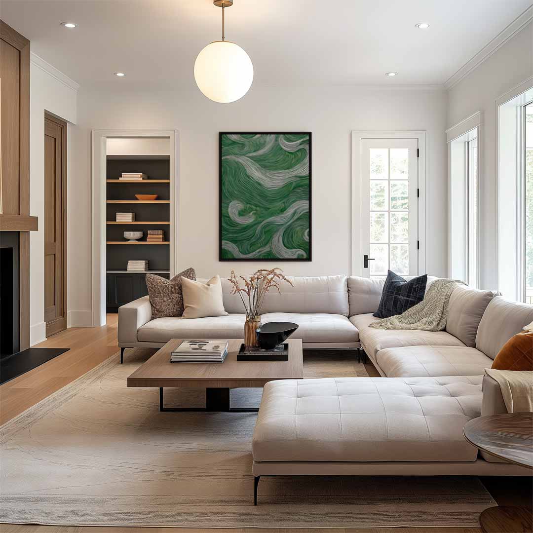 Groen Getijden Kunstwerk-canvas-dibond-plexiglas-wanddecoratie-WallArtistic