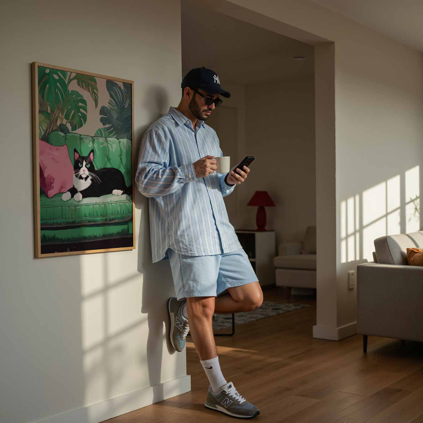 Kat op de Bank Poster-WallArtistic