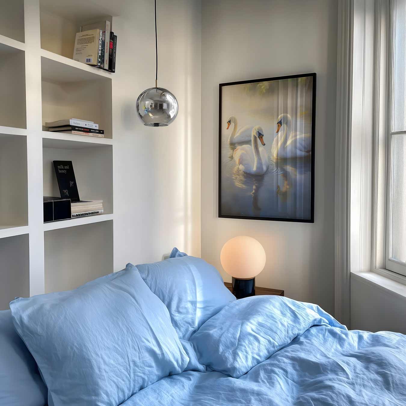 Dromerige Zwanen in Ochtendmist Poster-WallArtistic