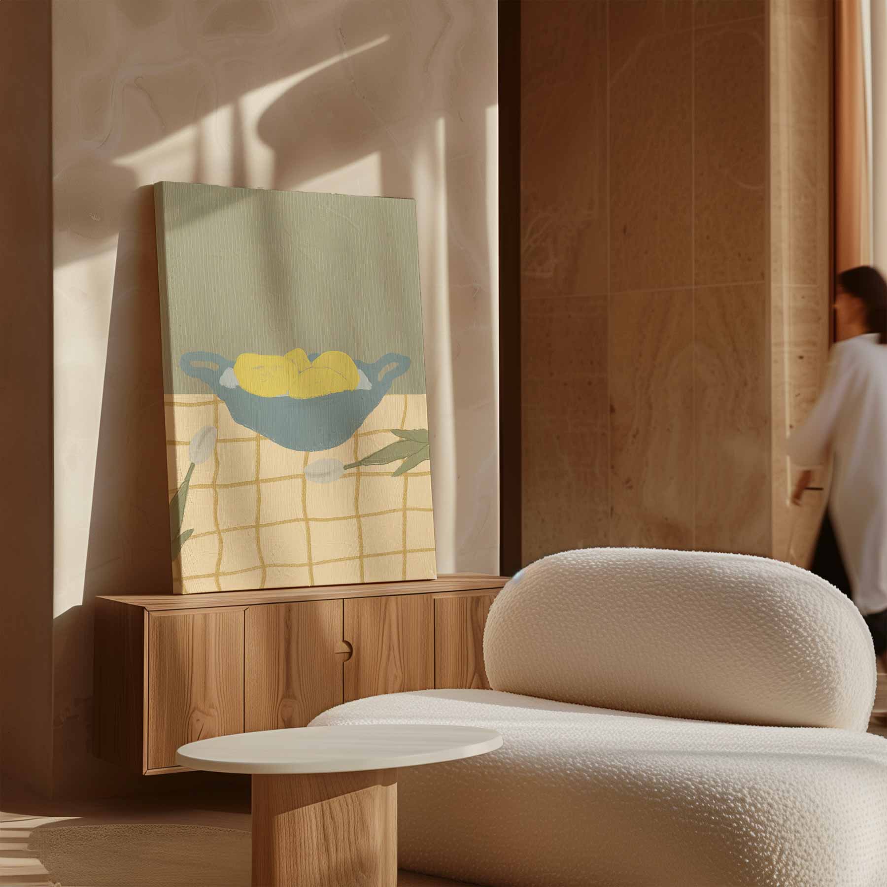 Frisse Citroenen op Tafel Kunstwerk-canvas-dibond-plexiglas-wanddecoratie-WallArtistic