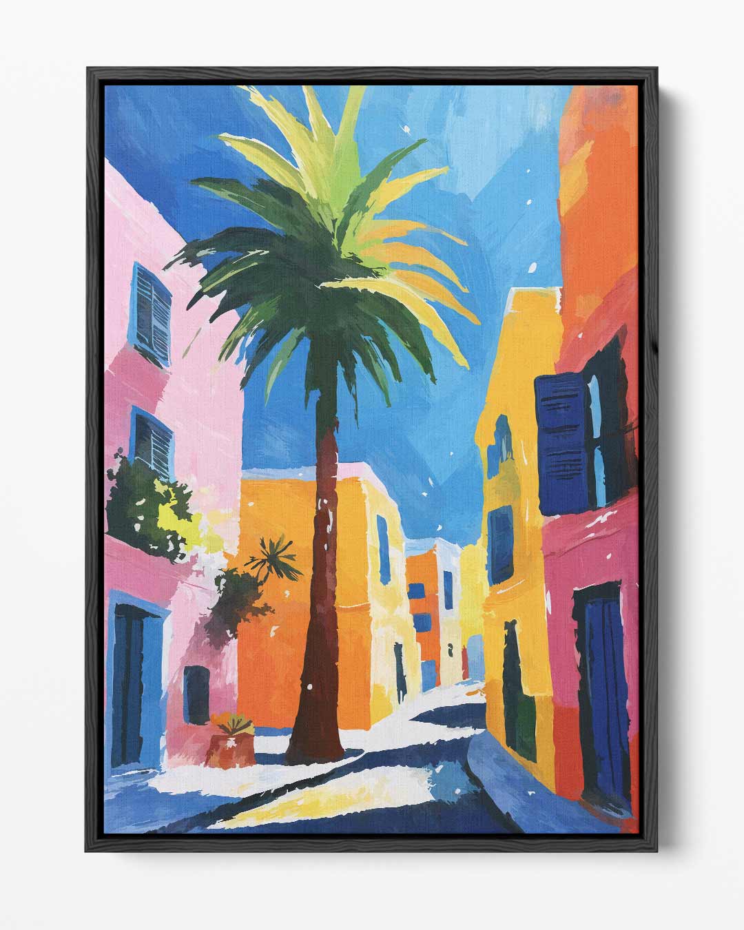 Zonnige Straat in de Middellandse Zee Kunstwerk-canvas-dibond-plexiglas-wanddecoratie-WallArtistic
