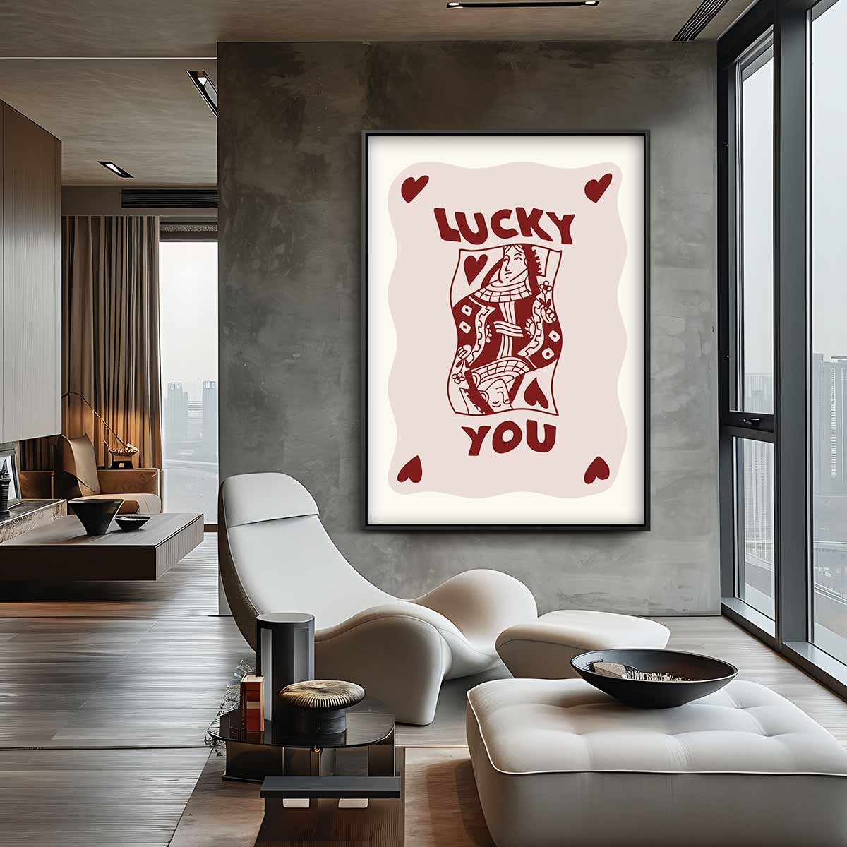 Lucky You Speelkaart Kunst Kunstwerk-canvas-dibond-plexiglas-wanddecoratie-WallArtistic