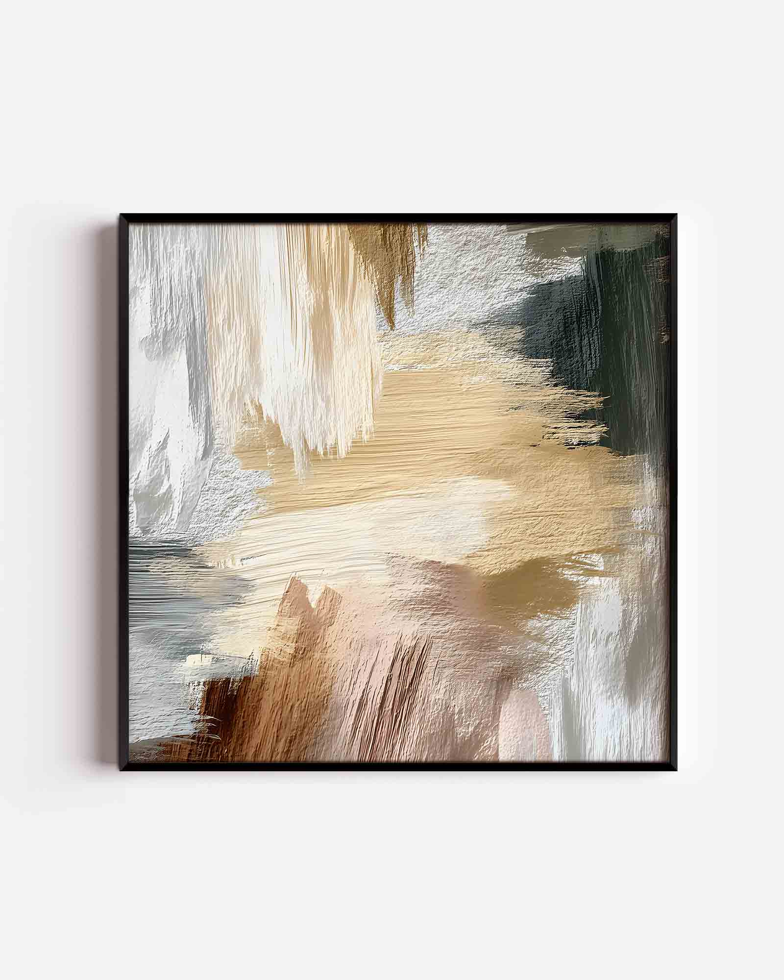 Abstracte beige penseelstreken Poster