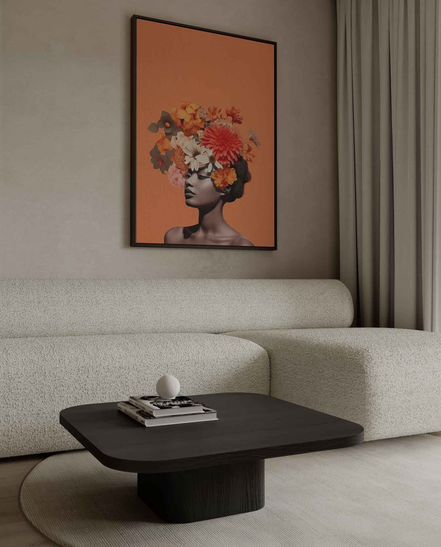 Bloemenfantasie Portret Kunstwerk-canvas-dibond-plexiglas-wanddecoratie-WallArtistic