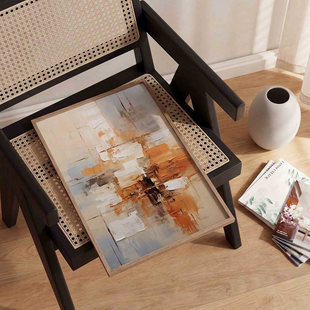 Abstracte beige en oranje Poster